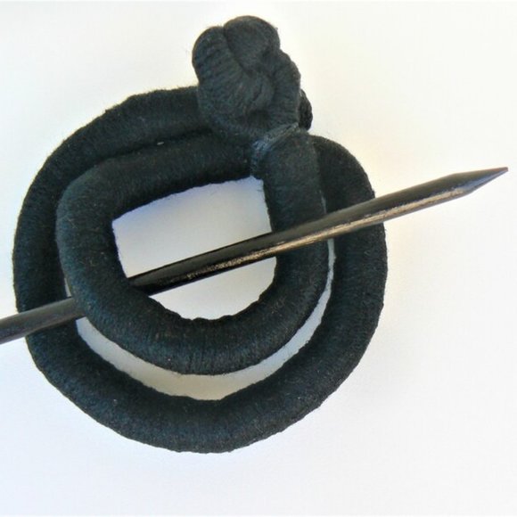 Ponytail holder, Stick slide fork, Total Black hair clip, Statement shawl brooch - Picture 3 of 4